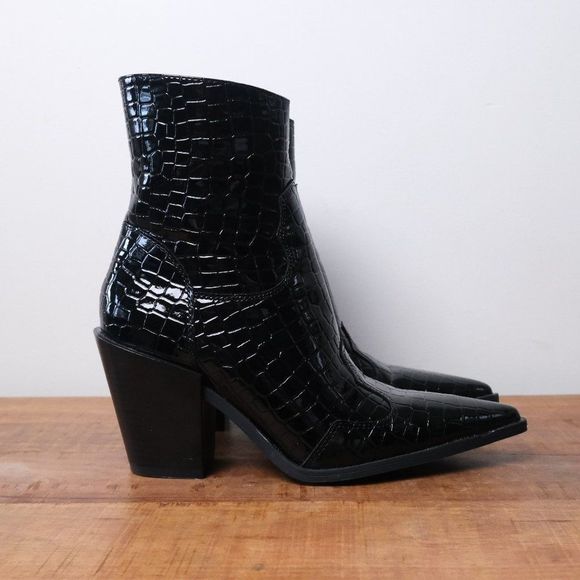 Truffle Collection Black Croc Western Boots - Picture 3 of 7